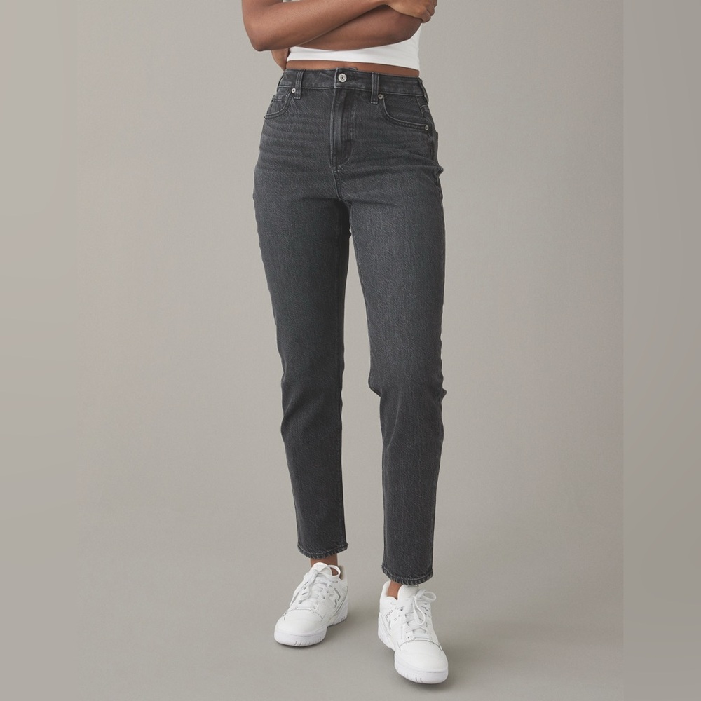 AEO Stretch Mom Jean Faded Black Grey